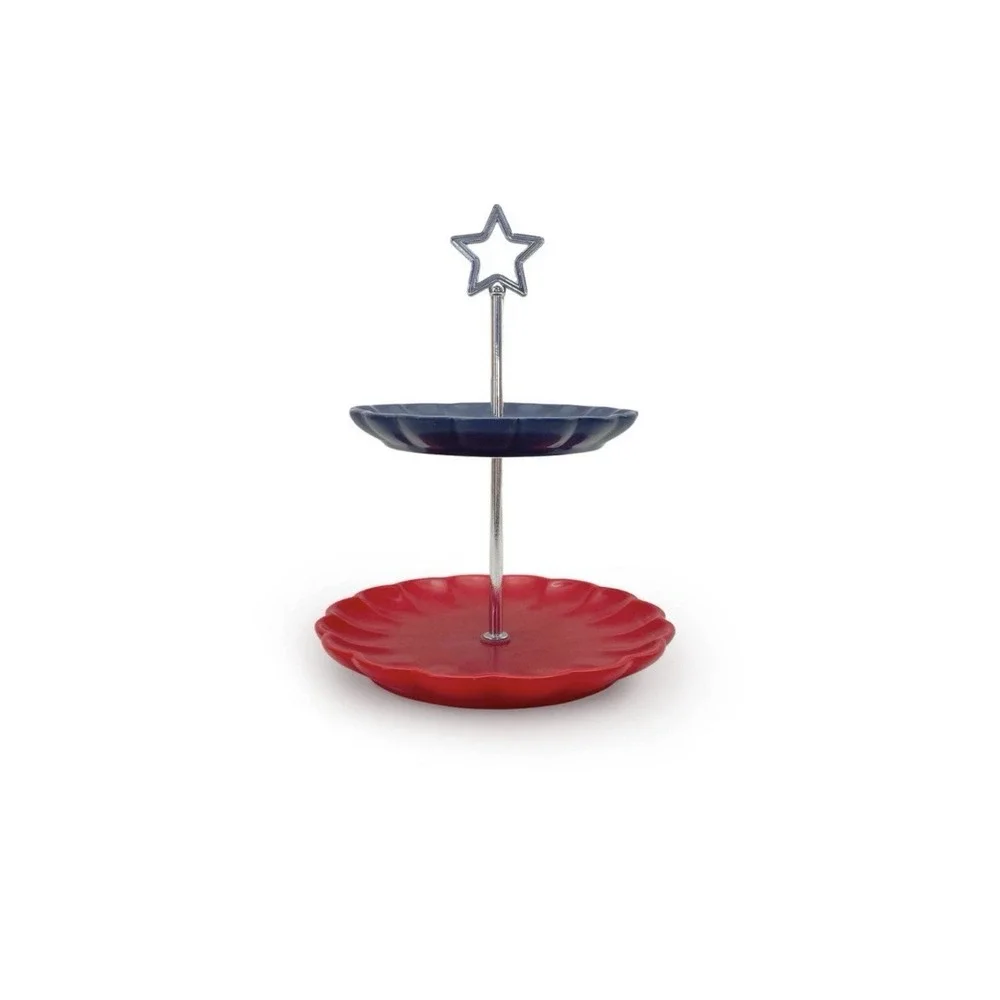 Target Bullseye's Playground 2026 4th Of July Ceramic Red & Blue Tiered Tray, BN